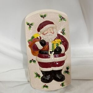 Vintage Debco Stoneware Santa Christmas Loaf Baking Casserole Bread Pan